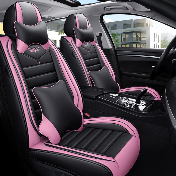 New Nappa Leather Car Seat Cushion, Universal for All Seasons, Fully Enclosed Seat Cover, Summer Machine-Knitted Ice Silk Breathable Internet Celebrity Car Cushion
