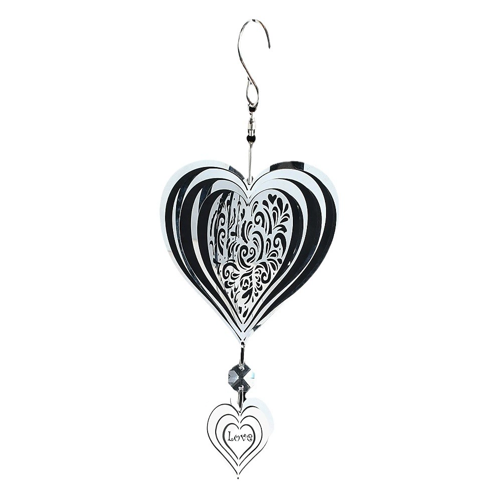Восьмиугольные бусины любви в форме сердца вращающийся крючок из нержавеющей стали колокольчики 3D струящийся визуальный эффект открытый двор подвесные украшения