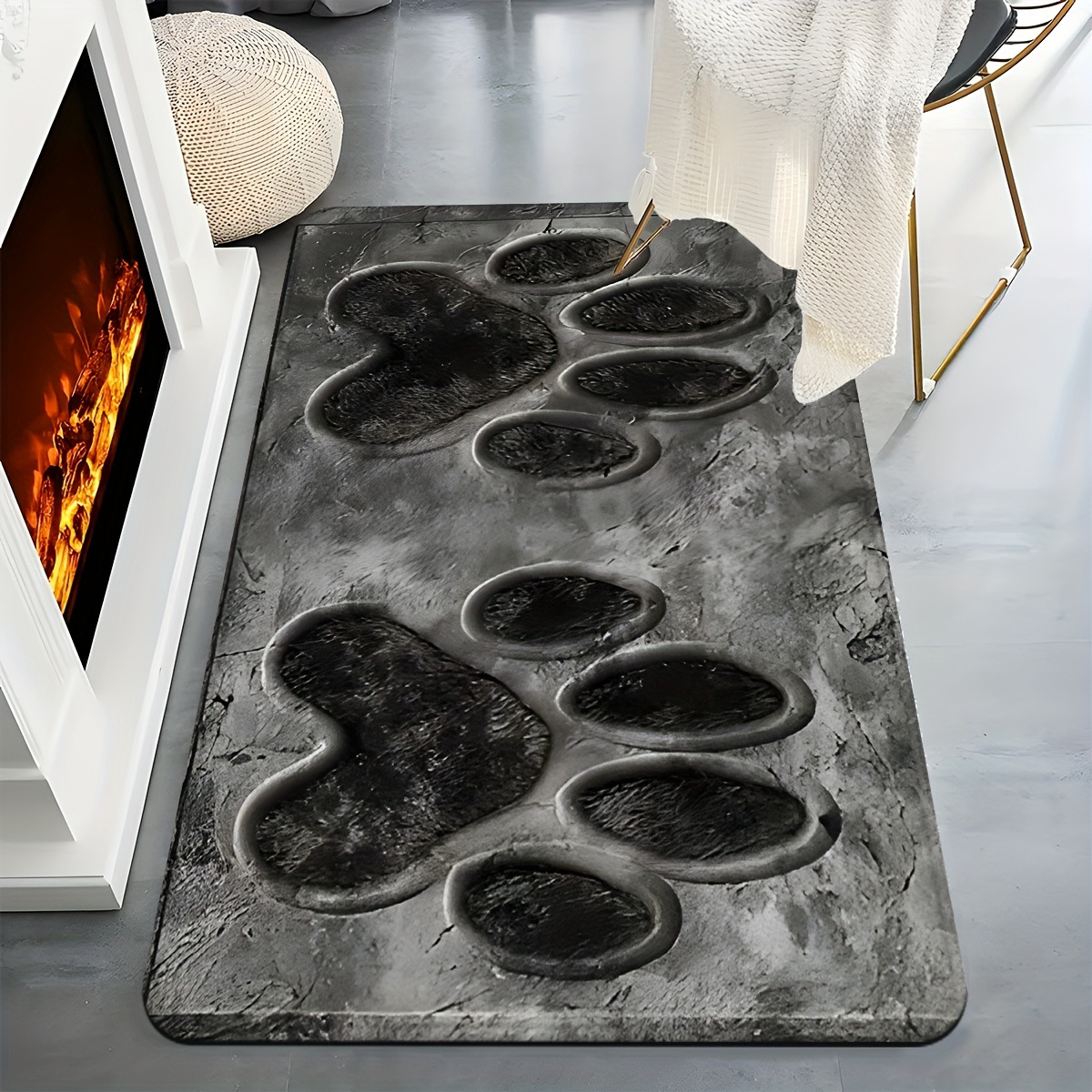 Flannel Shein Dog Paw Floor Mat Bathroom Floor Mat Entrance Door Mat Bathroom Absorbent Foot Mat Dropshipping