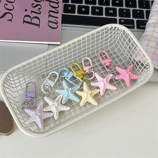 Nuevo lindo estereoscópico estrella de mar llavero de dibujos animados corazón de niña bolsos colgantes accesorios de regalo de pareja
