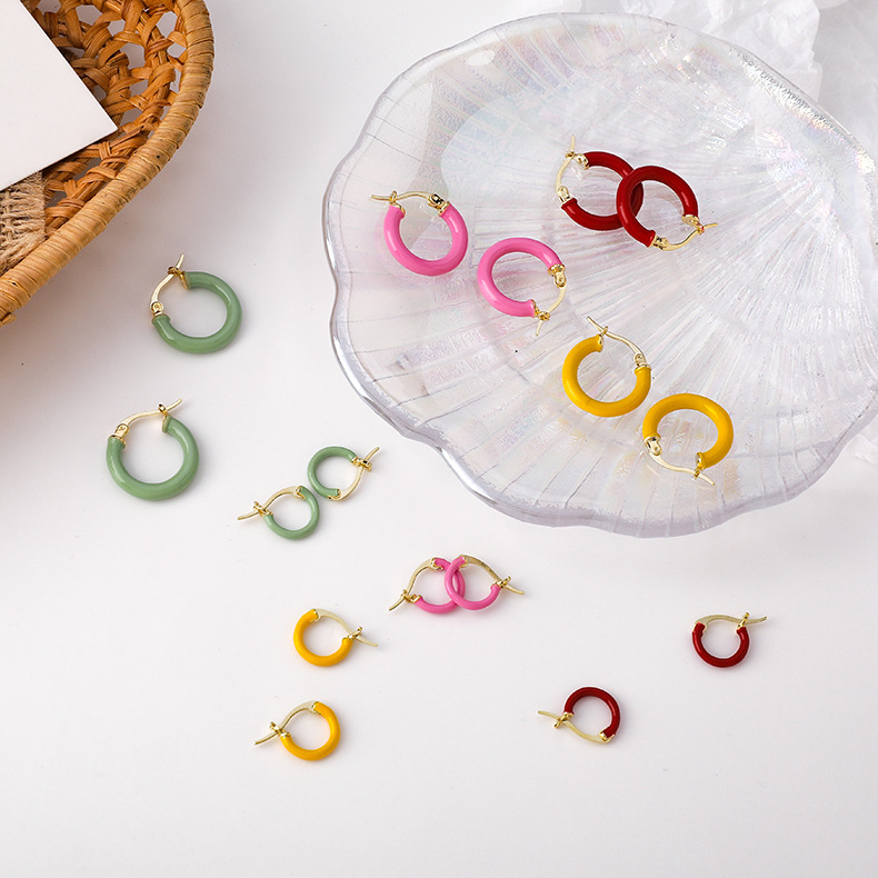 Korean Style Fashion Candy Color Small Circle Earrings display picture 19