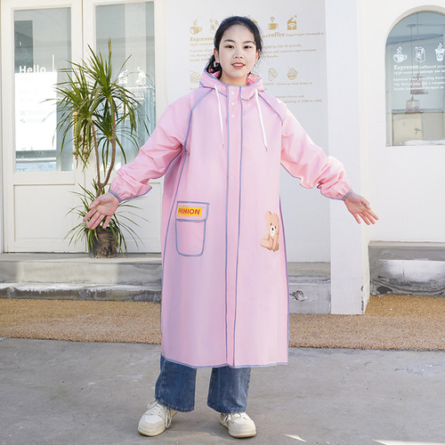 New children's raincoat for boys and girls, big and small children with backpack pocket,  new model, double hat edge, raincoat for primary school students