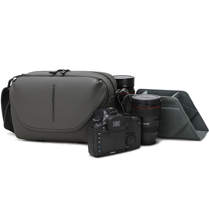 QISEMIAN 새로운 남성 슬렁 카메라 가방 1 기계 2 거울 내부 컨테이너 보관 야외 레저 사진 디지털 가방