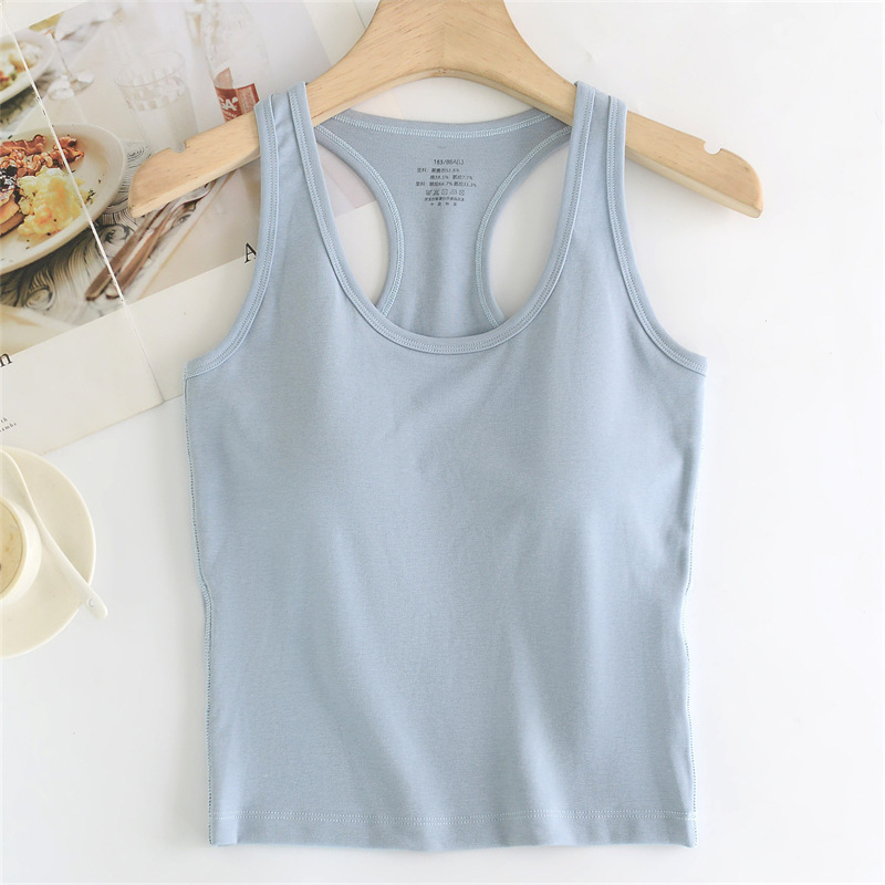 2026 Summer New Slim-Fit Inner Wear Tank Top with Built-In Bra Pads for Women, Beautiful Back Design, Sports Yoga Base Layer Top