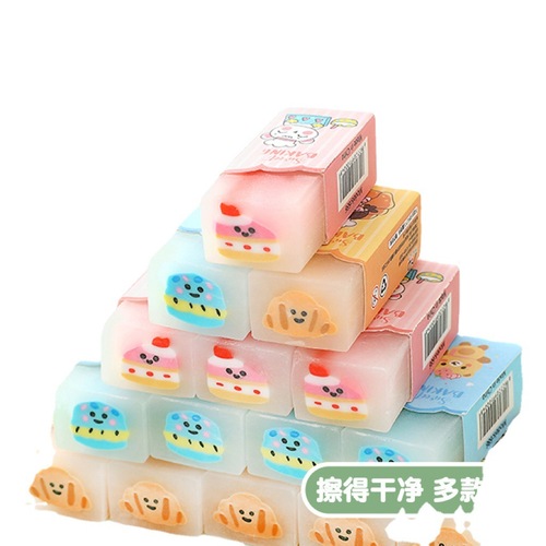 Cute dessert party eraser that wipes clean without leaving any traces, high-looking jelly eraser with less crumbs, for students