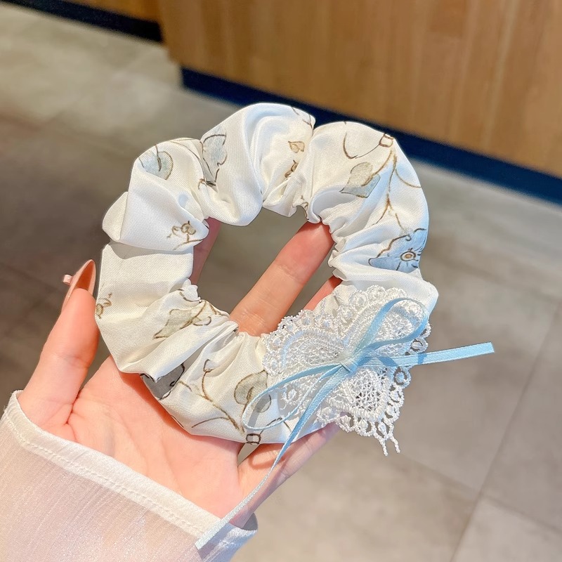 Anillo de cabello de intestino grande colección de anillo de cabello simple y fresco super inmortal flor triturada encaje adornos para el cabello popular cuerda de cabello al por mayor