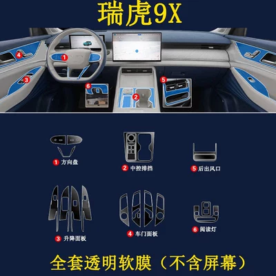Car interior film Center Console Protective Interior Films, Navigation - tiggo-9x-full-set-excluding-screen-transparent-soft-film