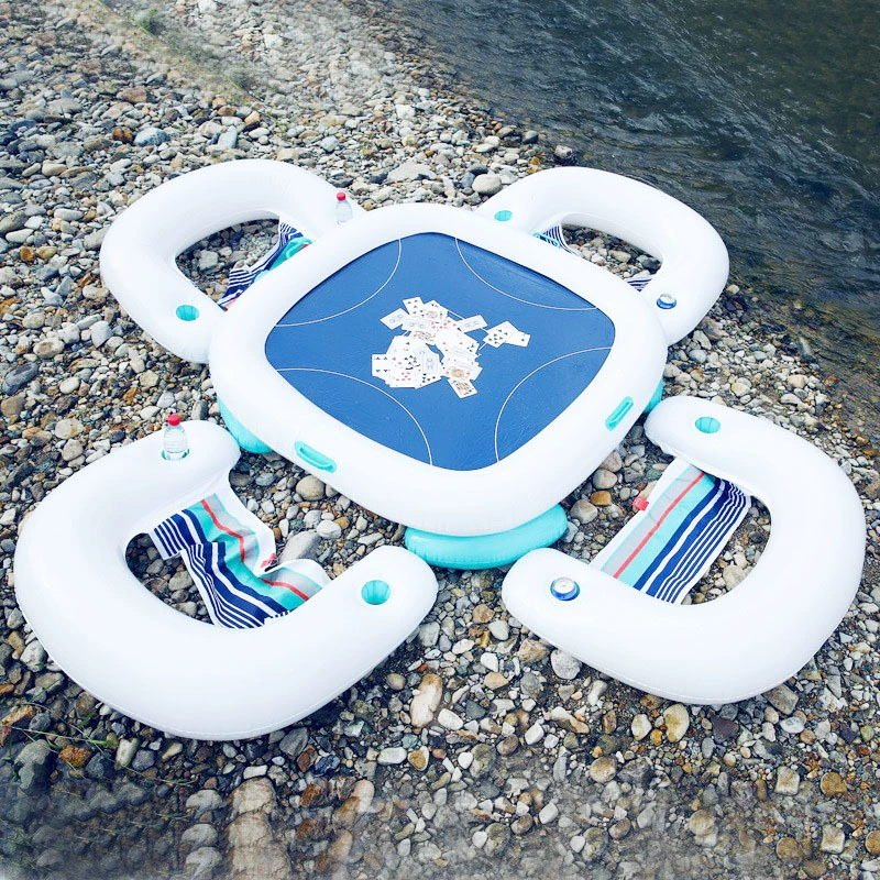 Производитель предлагает на заказ надувной игровой стол для воды, плавающий ряд, популярный ПВХ надувной водонепроницаемый стол для маджонга и покера.