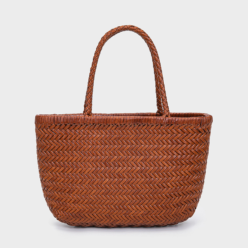 2025 Spring and Summer New Woven Bag Genuine Leather Vintage Shoulder Crossbody Small Bag Internet Popular Best Selling Women's Bag Ins Style