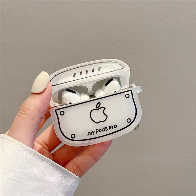 Línea de parodia minimalista LOGO Apple Airpods Pro3 cubierta de auriculares Bluetooth 1 / 2 / 3 generación caja suave a prueba de caídas
