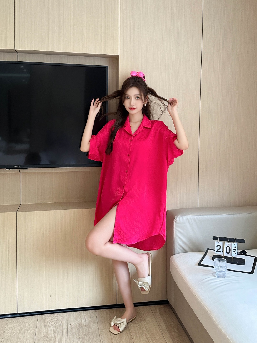 자카드 G-로즈 레드