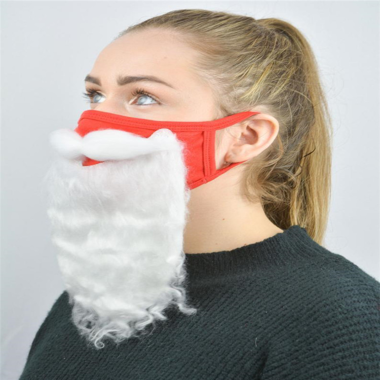 Maschera per barba di Natale Maschera per barba bianca divertente e festiva Maschera in cotone rosso Ornamenti natalizi_voghion.com