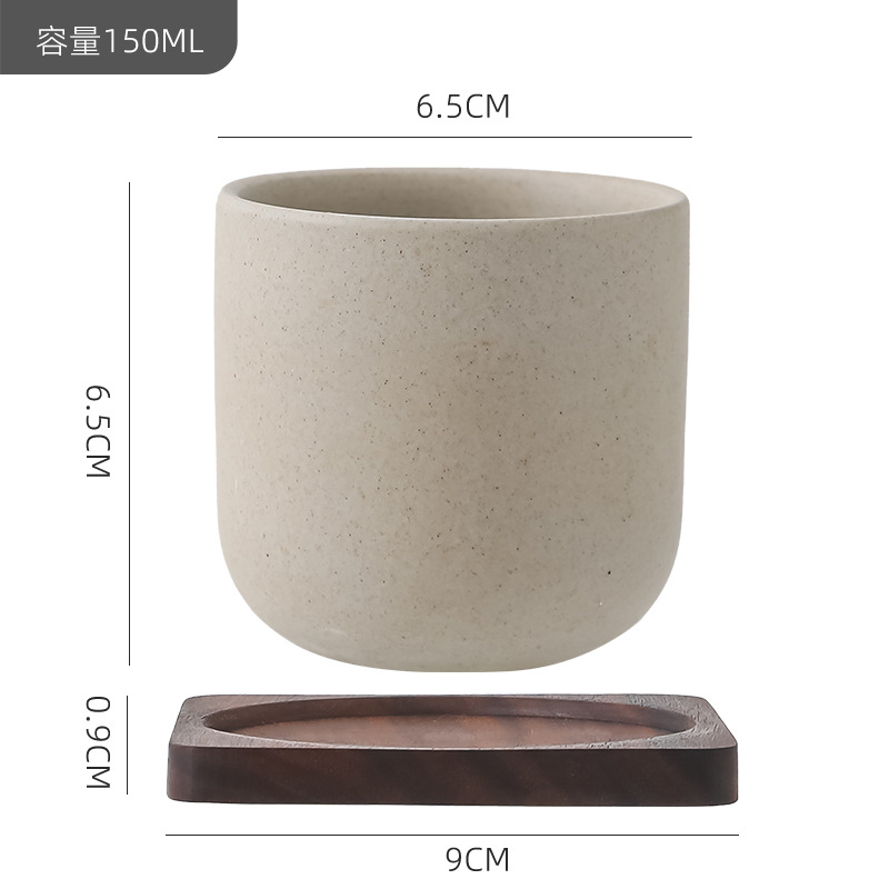 Taza de café de cerámica gruesa de arcilla, hogar chino, pequeño y exquisito café con leche, taza de agua de cerámica mate, diseño retro de nicho