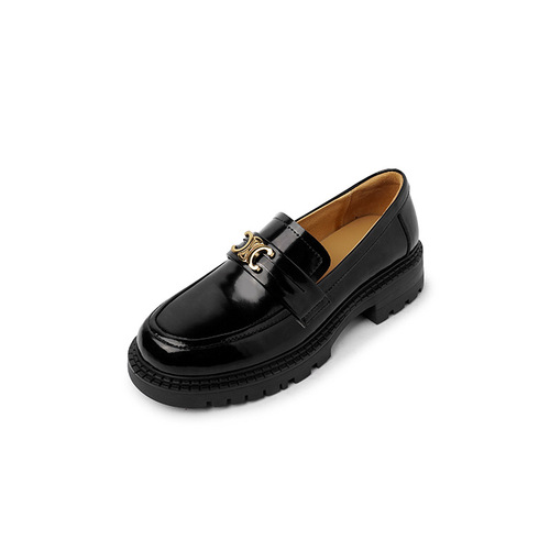 Factory direct sale of Bao thick-soled Arc de Triomphe loafers  new autumn style full leather round-toe small leather shoes inside and outside