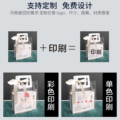 Laser Gift Bag Transparent Tote Ins Gift Handbag PVC Wedding Candy Plastic Bag Packaging Wholesale