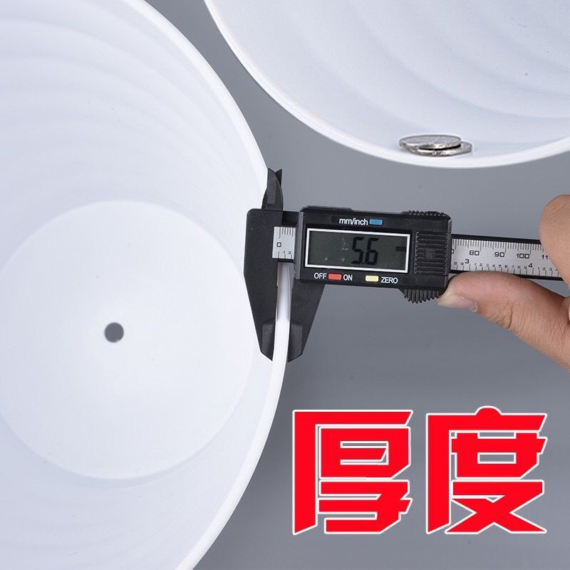 Big white black plastic flowerpot, increased thickness