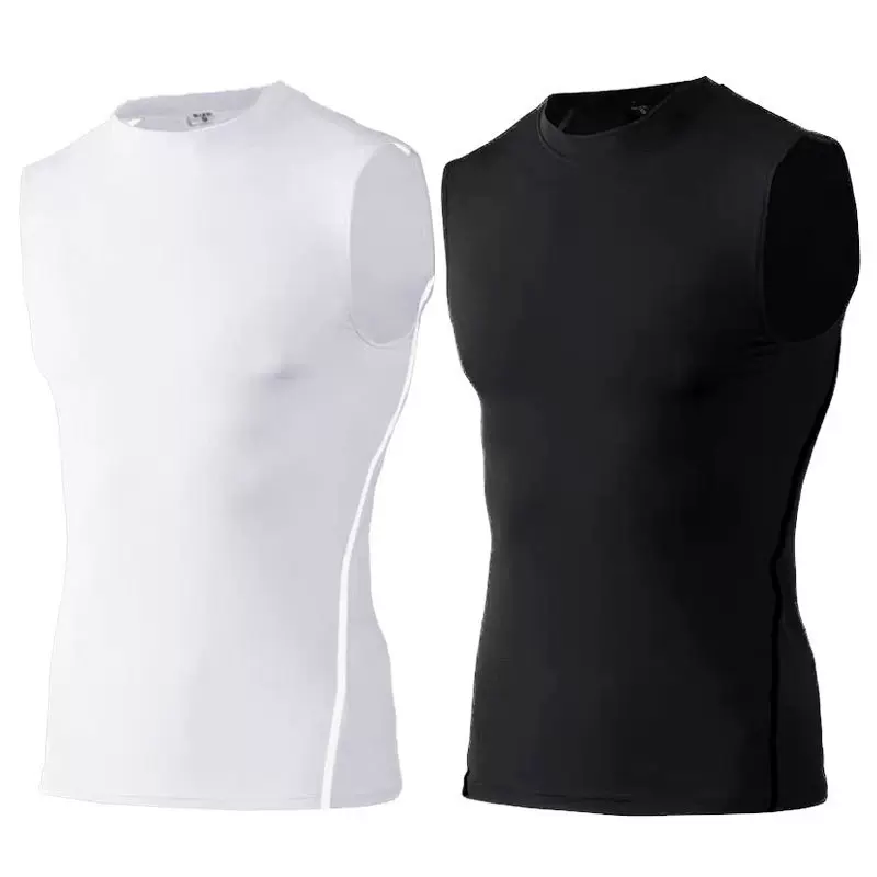 夏季男士健身背心修身无袖跑步快干弹力压缩吸汗紧身训练运动坎肩