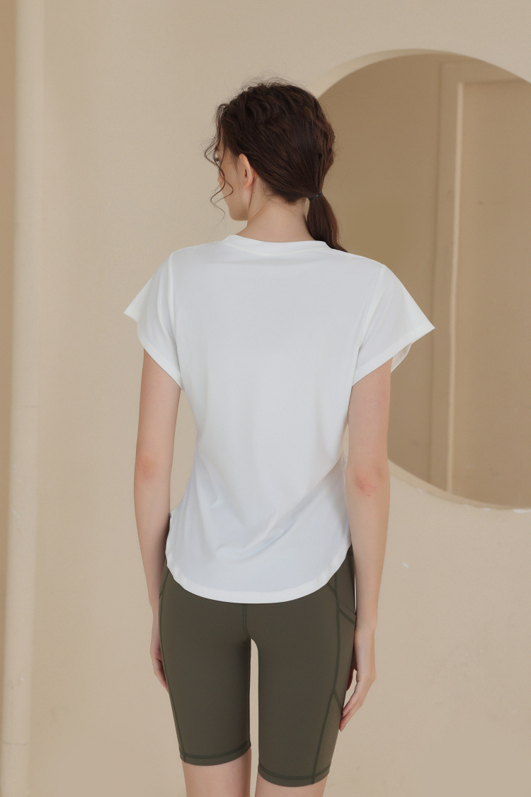 New Snowflake Cotton Breathable Sports Top Women's Short Sleeve T-shirt Running Training Cover Up Slimming Fitness Yoga_voghion.com