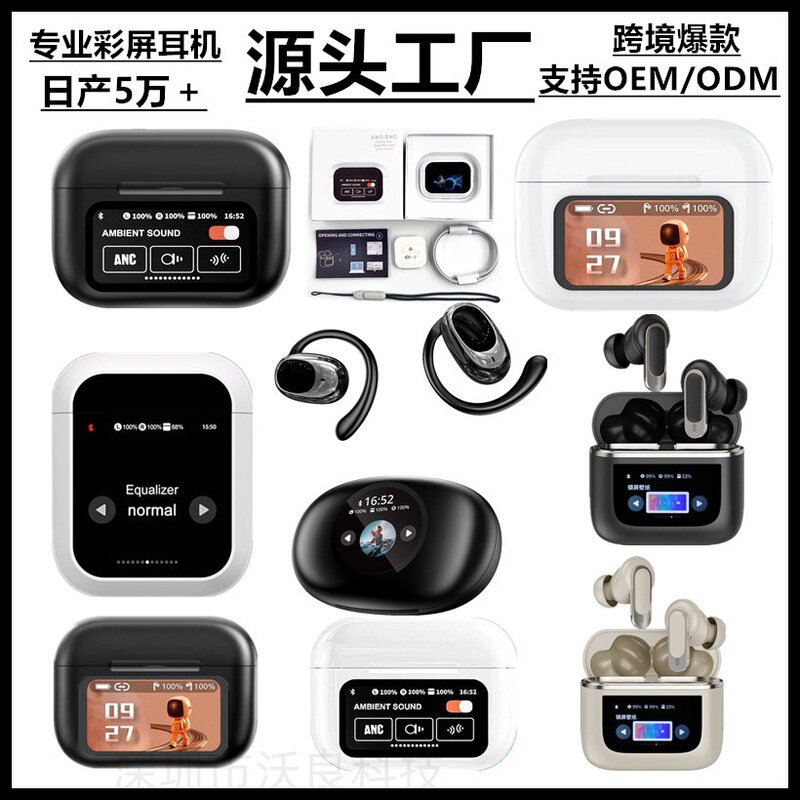 Cross-border Explosions A9pro Bluetooth Headset Full Color Screen Long Endurance ANC Noise Reduction Wireless Headset Bluetooth Factory