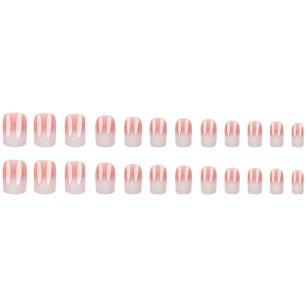 Parche de uñas desmontable degradado blanco rosa simple, parche de uñas suave y dulce, armadura portátil de venta caliente transfronteriza terminada