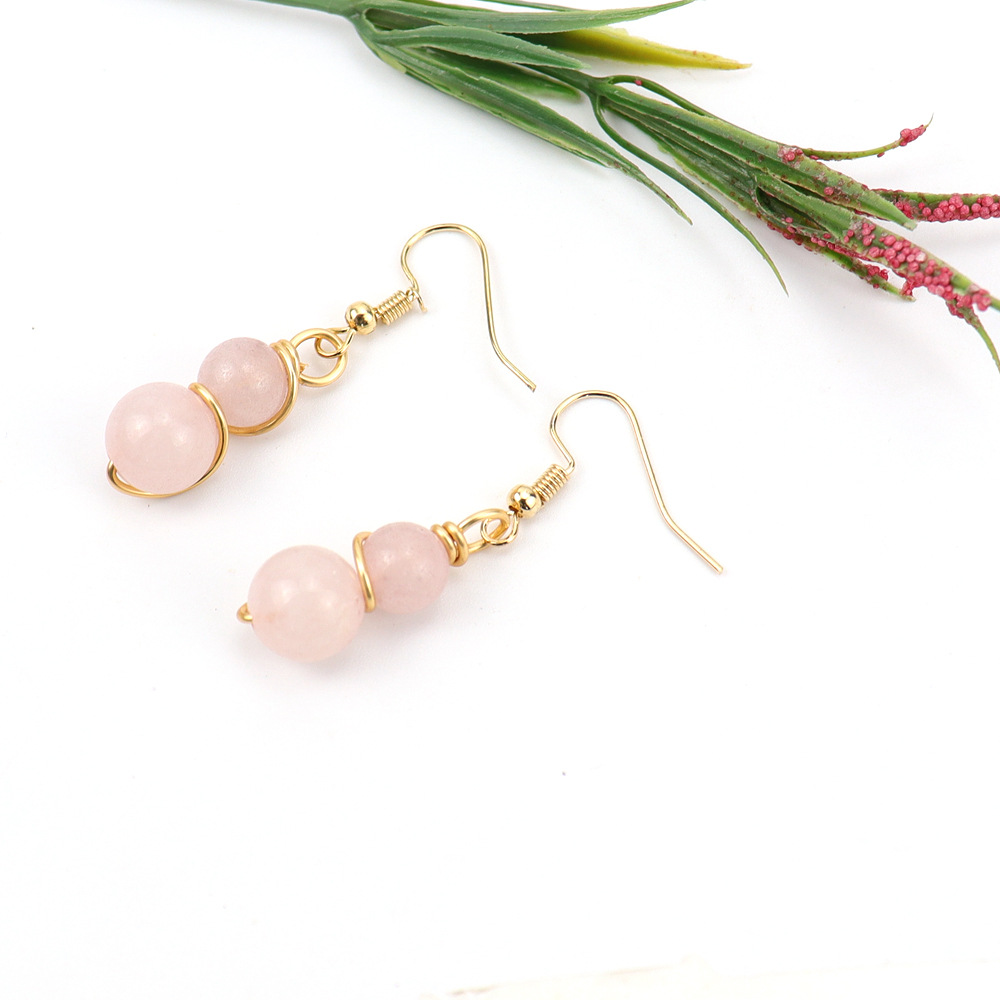 8g Weight Ferroalloy Ear Needle Material Drop Earrings Classification 1 Pair Quantity Holiday, Daily Occasion natural stone, Copper Material Gourd Pattern Women's Gender Beaded Design Casual, Pastoral Style 1 Pair Casual Pastoral Gourd Beaded Natural Stone Copper Drop Earrings 9