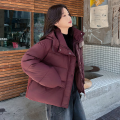 欧美外贸羽绒棉服女2025新短款宽松时尚加厚小个子洋气连帽外套