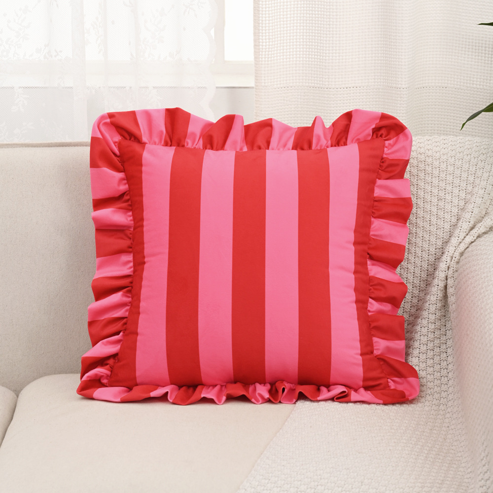 Inswind estriado coreano holandés veludo hoja de loto borde abraza funda de almohada americana sofá de la sala de estar decoración de cojín de cabecera