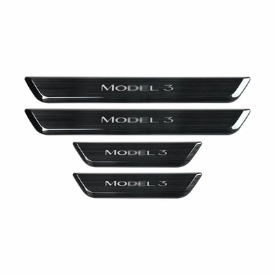 Dekorativ pedal başlıqları New Y Luminous Threshold Strip - model-3-door-sill-protector-black-brushed4-pieces-1-set