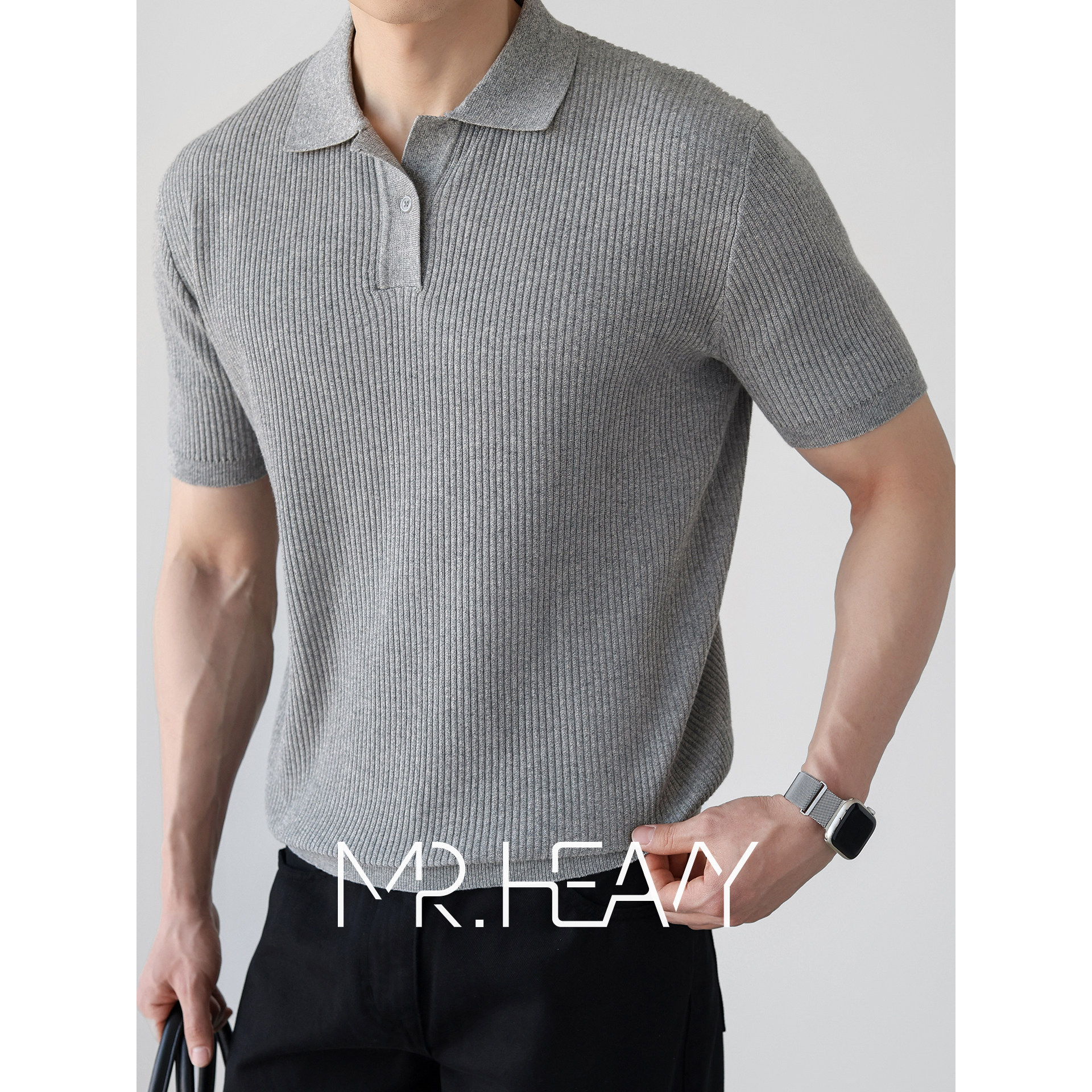 Polo camiseta de punto camiseta de manga corta camiseta de hombre cuello en V Paul rayas viejas líneas de negocios de verano fábrica transfronteriza mayorista