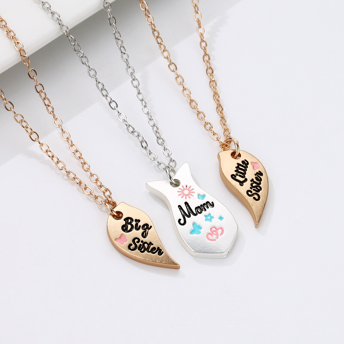 Simple Style Heart Shape Alloy Enamel Plating Mother's Day Mother&daughter Pendant Necklace display picture 3