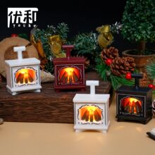 LED复古风灯氛围装饰仿火焰灯小夜灯北欧风创意白金啊壁炉造型灯