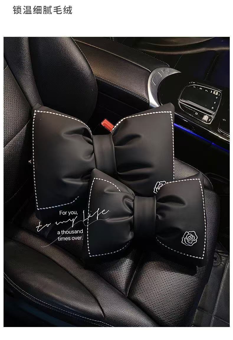 Car Seat Cushion, All-Season Use, Chanel-Style Goddess Design, Popular Camellia Flower Breathable Car Lumbar Support Cushion