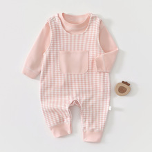 婴幼儿春秋连体衣宝宝超萌可爱外出服背带裤套装春秋爬服一件批发