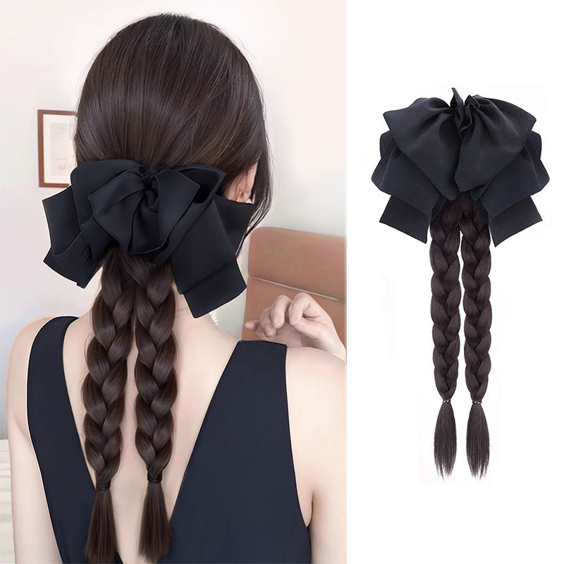 Ponytail Wig Clip for Women, Realistic Hair, French Lazy Bow, Double Braided Long Ponytail, Low-Tie Wig Ponytail Ponytail Wig Clip for Women, Realistic Hair, French Lazy Bow, Double Braided Long Ponytail, Low-Tie Wig Ponytail