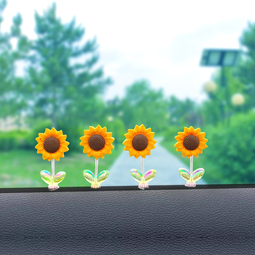 Sacudiendo la cabeza, girasol, decoración de coche, decoración de decoración de coche creativo, 2024 nueva celebridad de Internet, Douyin, el mismo estilo