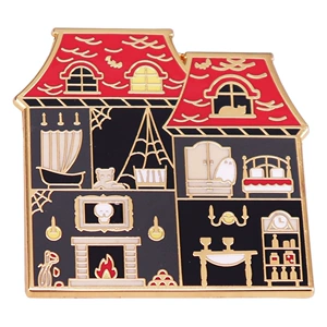Ghost City Haunted House Horror Halloween Enamel Brooch Badge Fashionable Personalized Backpack Decoration Collar Pin