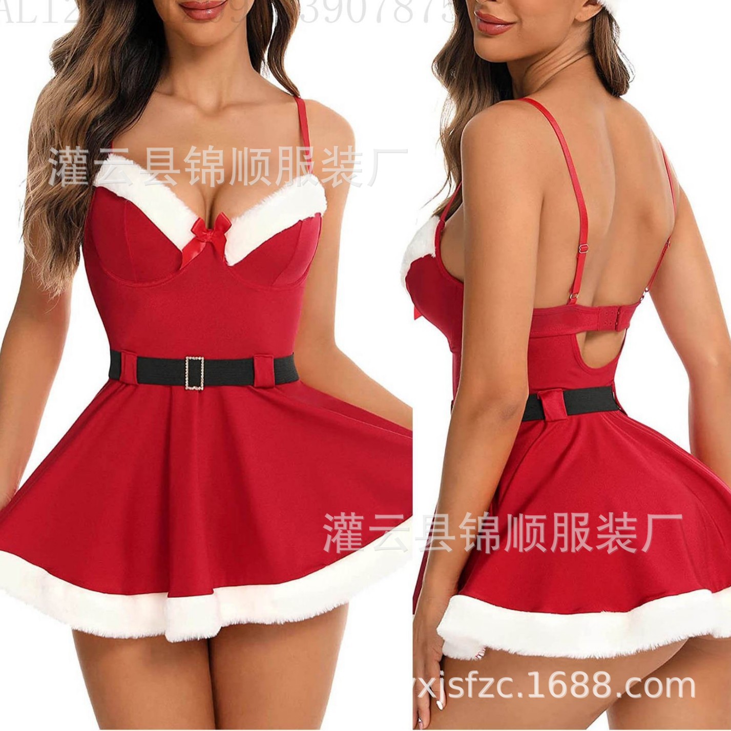实拍新款圣诞节圣诞抹胸绑带舞台装连衣裙小披肩连衣裙演出服批发