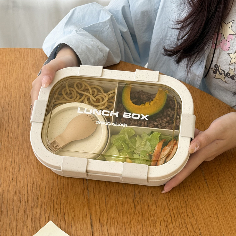日式饭盒便当盒微波炉加热学生专用餐盒上班族便携带饭神器分隔|undefined