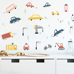 新款 FX-B207卡通小車建築紅路燈男孩臥室商用美化裝飾牆貼紙自粘