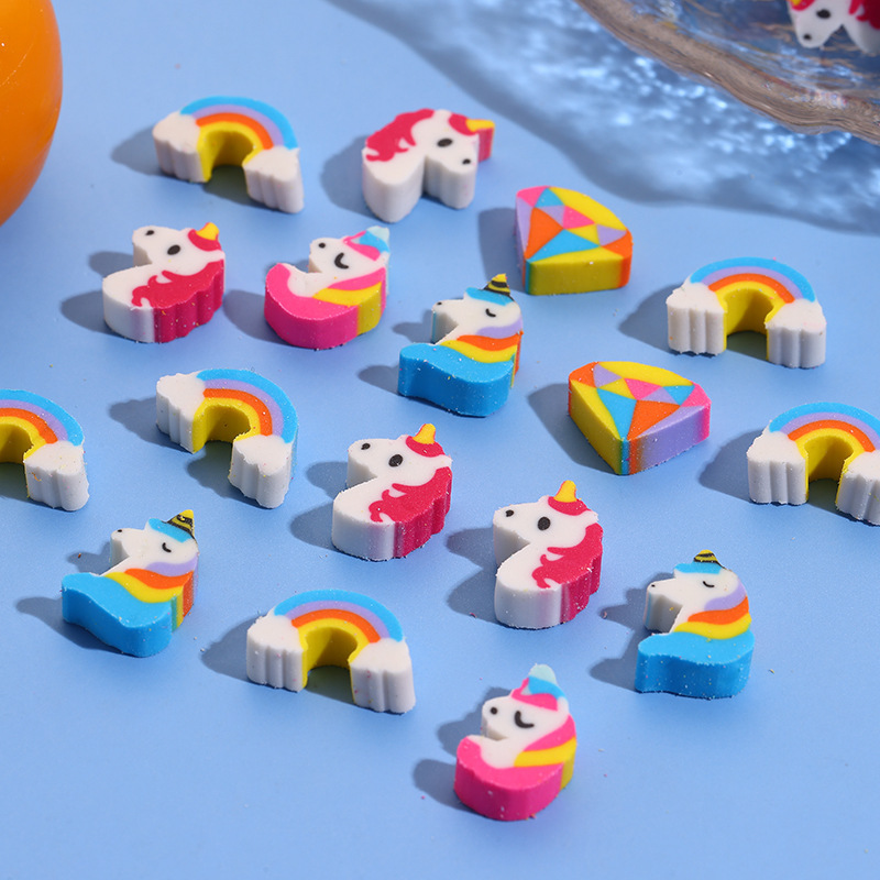 Rainbow Mini Eraser Unicorn Cartoon Eraser Primary School Students' Children's Day Prize Cross-Border E-Commerce Pinduoduo Eraser