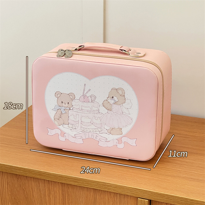 2024新型オリジナル子犬猫化粧バッグ携帯大容量スーツケース鏡付き化粧品収納ボックス|undefined