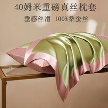 40姆米100%重磅真丝枕套桑蚕丝夏季丝绸美容单人冰丝枕头套一对装