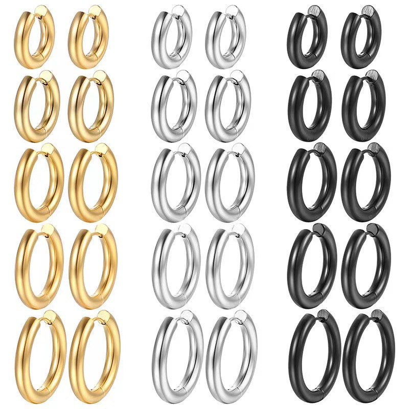 15g Weight 201 Stainless Steel Ear Needle Material 18K Gold Plated Plating Material Earrings Classification 1 Piece Simple Style Circle Plating 201 Stainless Steel 18K Gold Plated Earrings