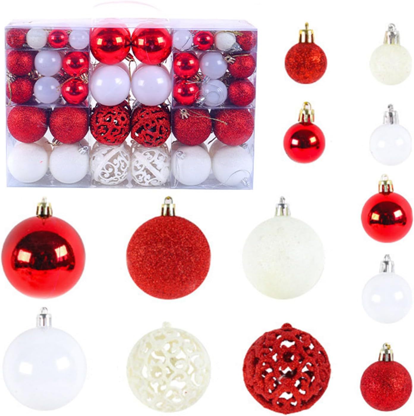 América Latina, decoración de árbol de Navidad 100 juegos portátiles de bolas de plástico hueco en caja colgante de bolas de Navidad image 16