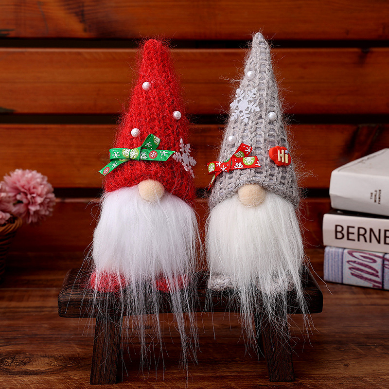 Cross-border Christmas decorations knitted hat dwarf Rudolph doll standing doll window decoration Christmas limited edition