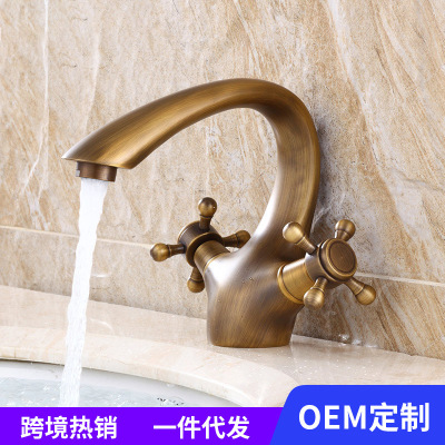 TOILET All copper hand sink Basin water tap Hot and cold Bathroom cabinet Wash one's face undercounter Retro water tap wholesale
