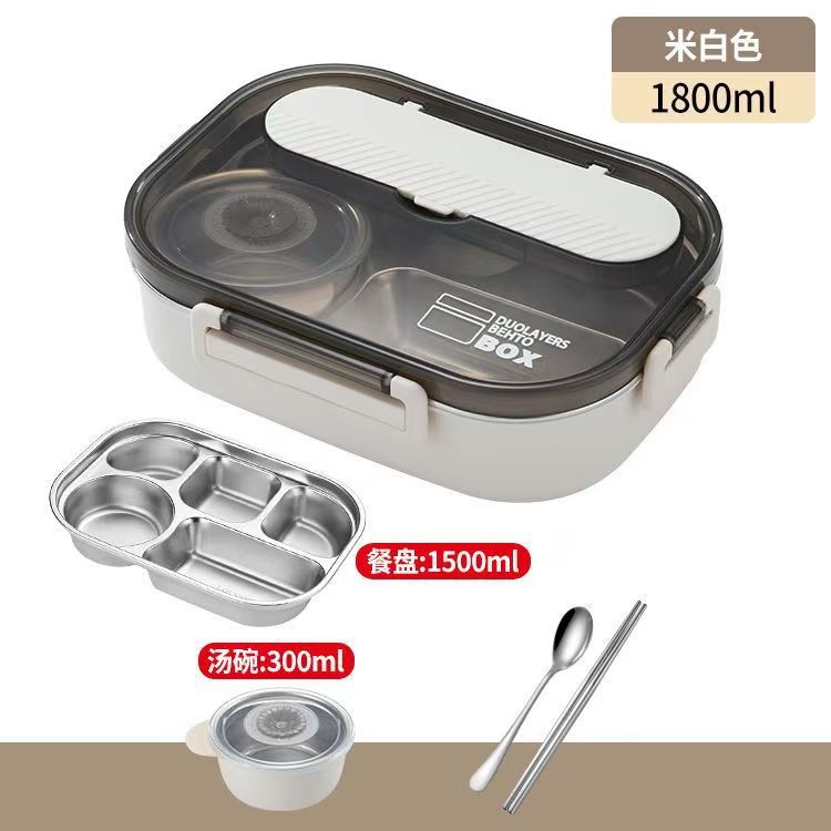 Caja de almuerzo de aislamiento sellado de estudiantes de oficina caja de almuerzo portátil de gran capacidad 304 acero inoxidable con tazón de sopa