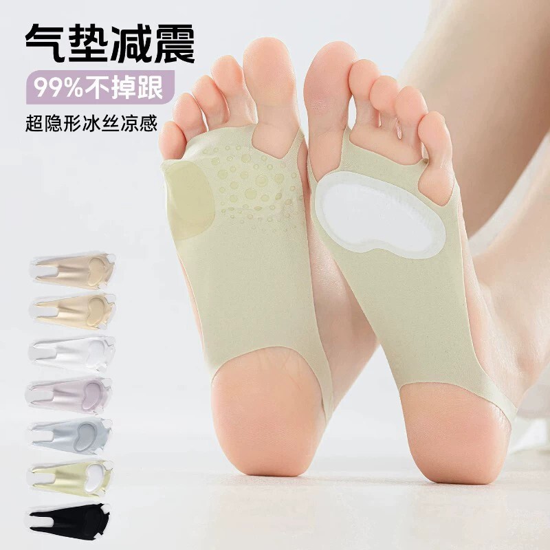 Women's Summer Thin Ice Silk Split-Toe Socks, Invisible High Heel Sandal Socks, Low-Cut No-Slip Slipper Socks