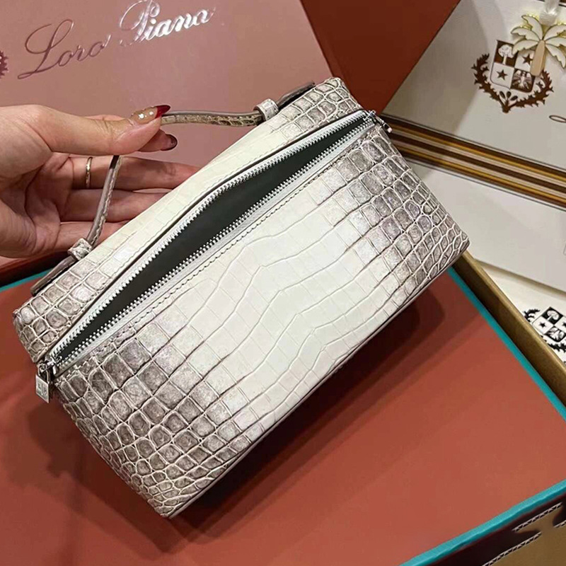 Bolsa de almuerzo de patrón de cocodrilo lp19 bolsa de almuerzo de cuero, hombro único, diagonal, bolso de maquillaje de moda simple de mano, alta costura, bolso de mujer