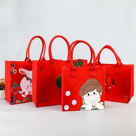 毛毡包卡通妈咪手提包伴手礼礼品袋宝宝广告宣传购物袋兔子托特包